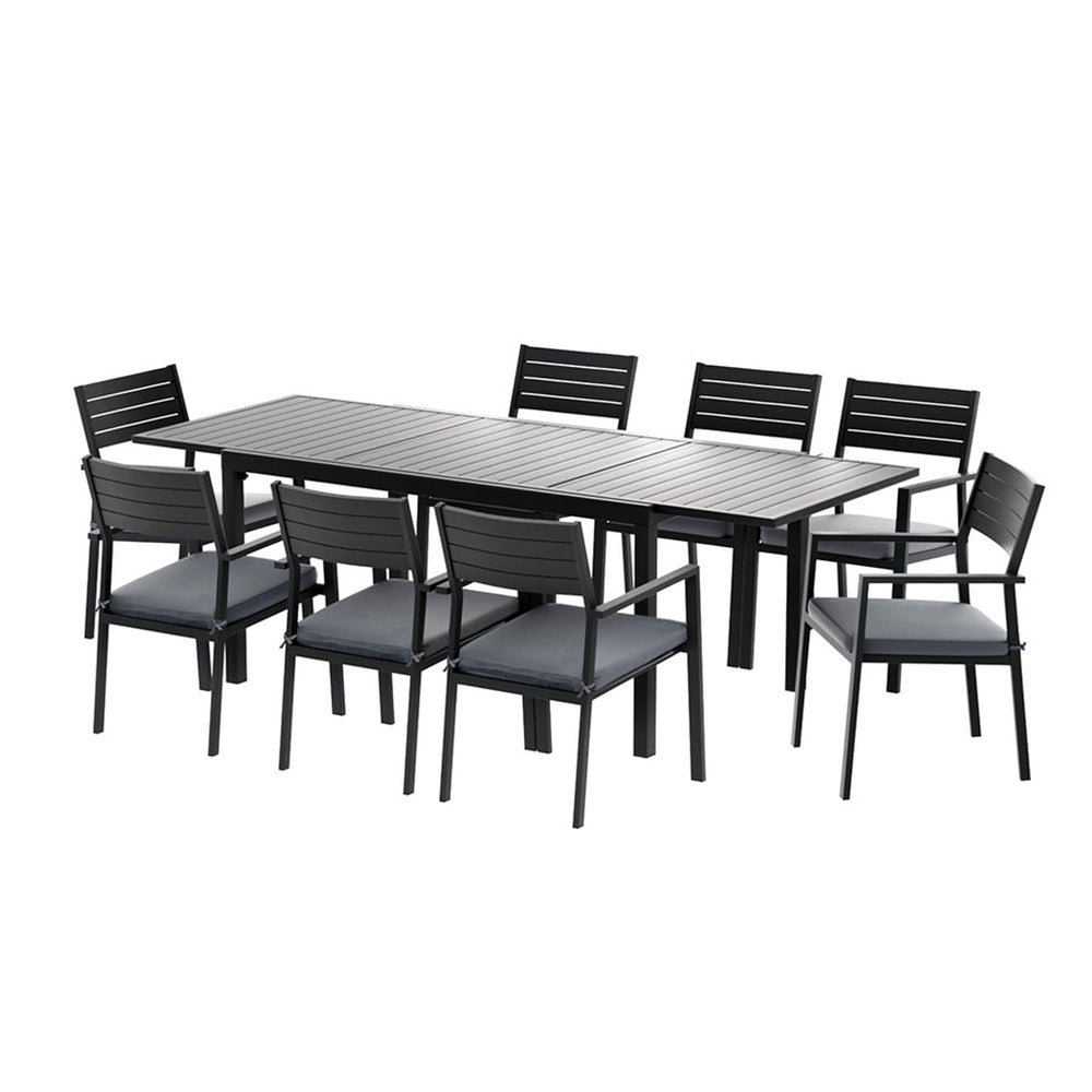 Outdoor Dining Sets: Gardeon Outdoor Dining Set 9PCS Aluminum Extendable Table Chairs Patio Furniture