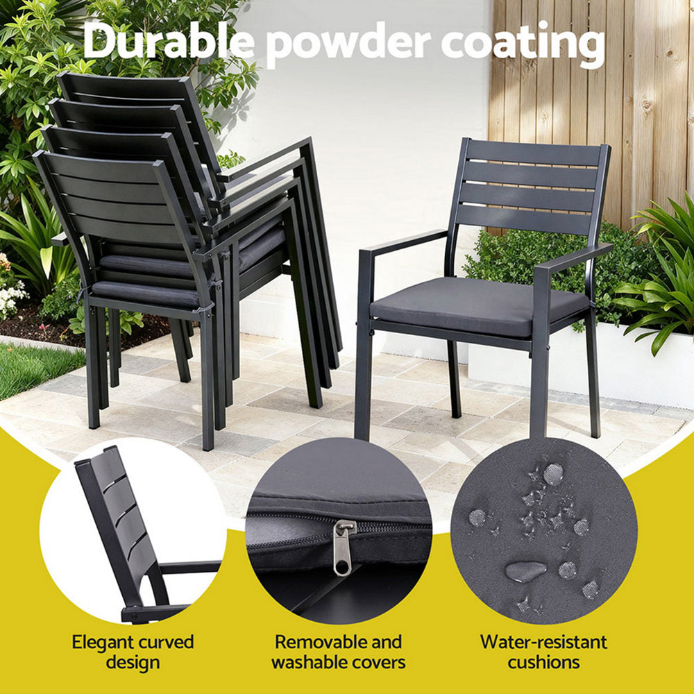 Outdoor Dining Sets: Gardeon Outdoor Dining Set 9PCS Aluminum Extendable Table Chairs Patio Furniture
