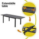 Gardeon Outdoor Dining Set 9PCS Aluminum Extendable Table Chairs Patio Furniture