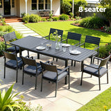 Gardeon Outdoor Dining Set 9PCS Aluminum Extendable Table Chairs Patio Furniture
