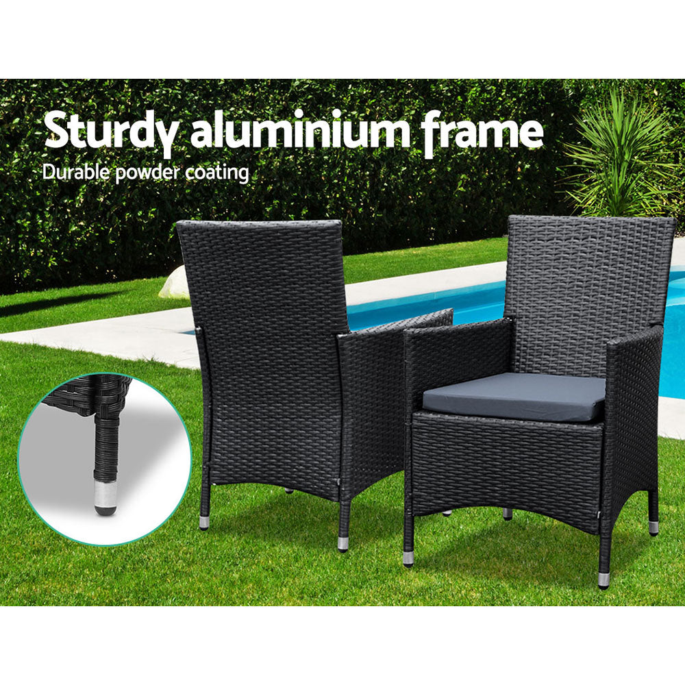 Outdoor Sofas & Lounge Sets: Gardeon Outdoor Dining Set 9 Piece Wicker Lounge Setting Black