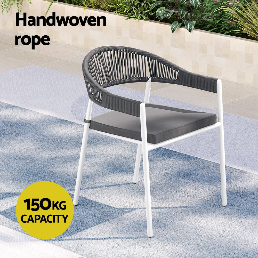 Outdoor Dining Sets: Gardeon Outdoor Dining Set 9 Piece Steel Table Chairs Setting White