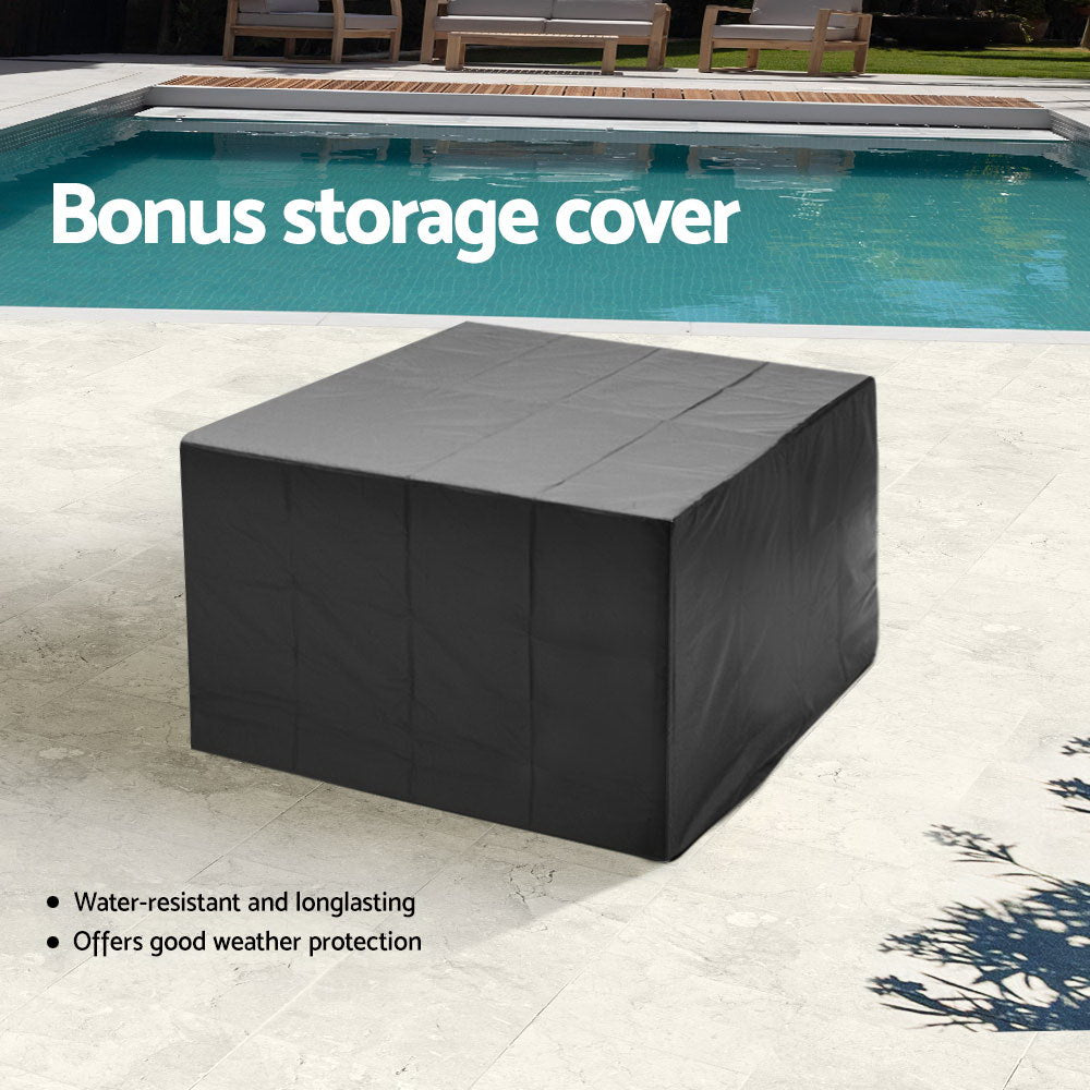 Outdoor Chairs: Gardeon Outdoor Dining Set 9 Piece Wicker Table Chairs Setting Grey