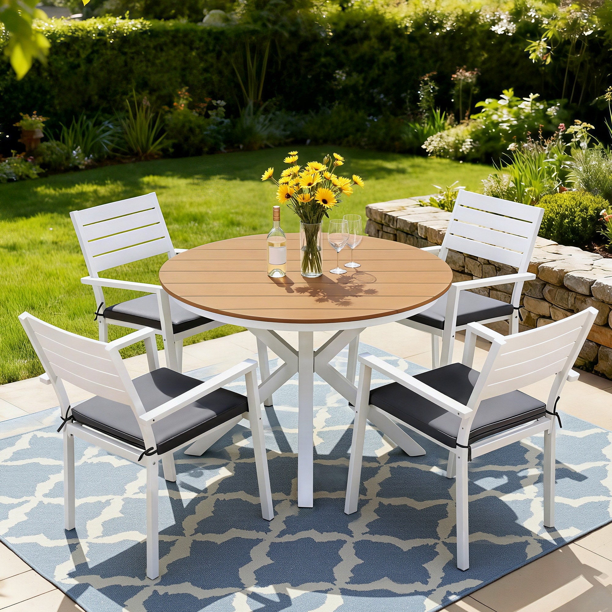 Outdoor Dining Sets: Gardeon Outdoor Dining Set 5 Piece Aluminum WPC Tabletop Patio Furniture