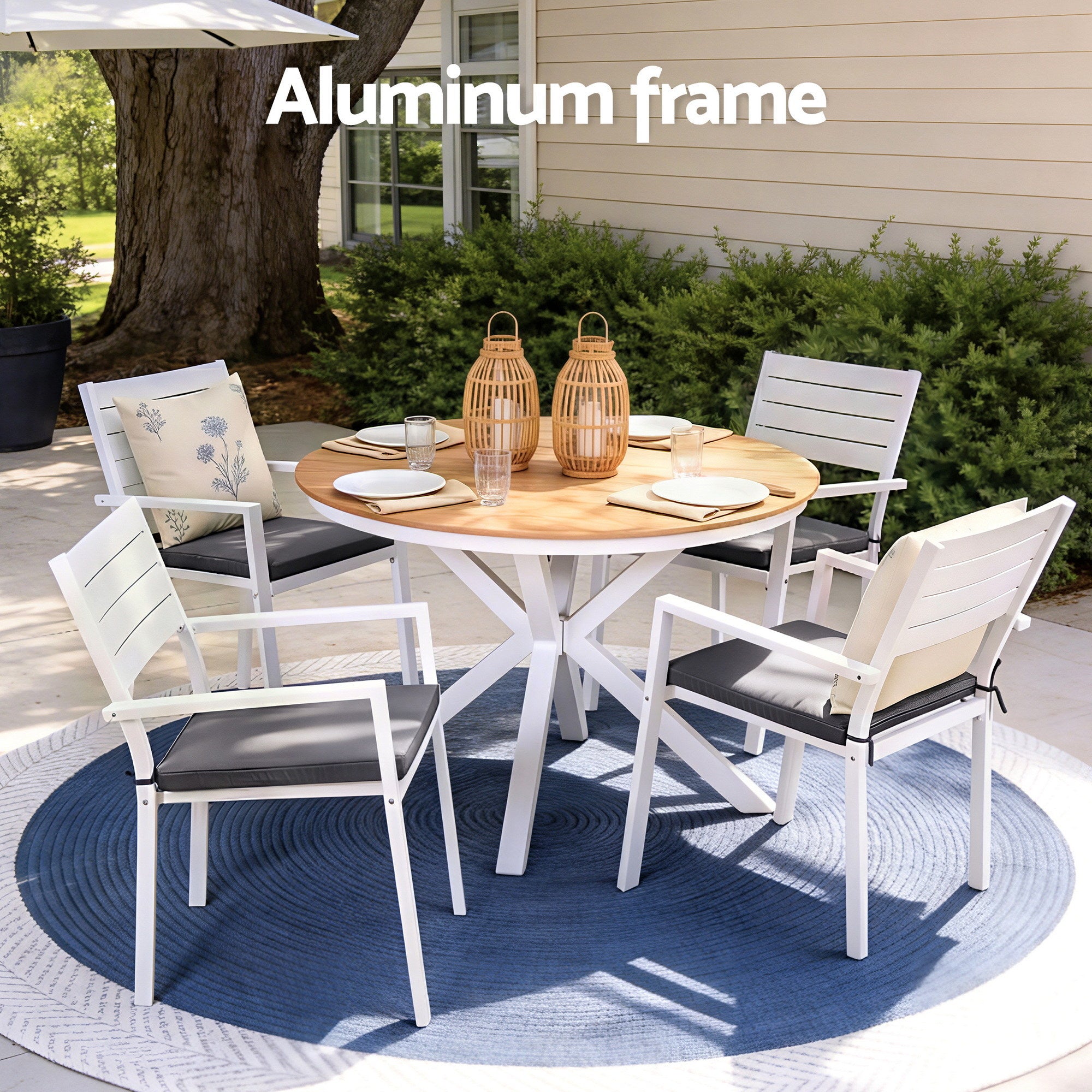 Outdoor Dining Sets: Gardeon Outdoor Dining Set 5 Piece Aluminum WPC Tabletop Patio Furniture