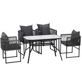Gardeon 5PCS Outdoor Dining Set Table and Chairs Rope Patio Furniture Garden Black