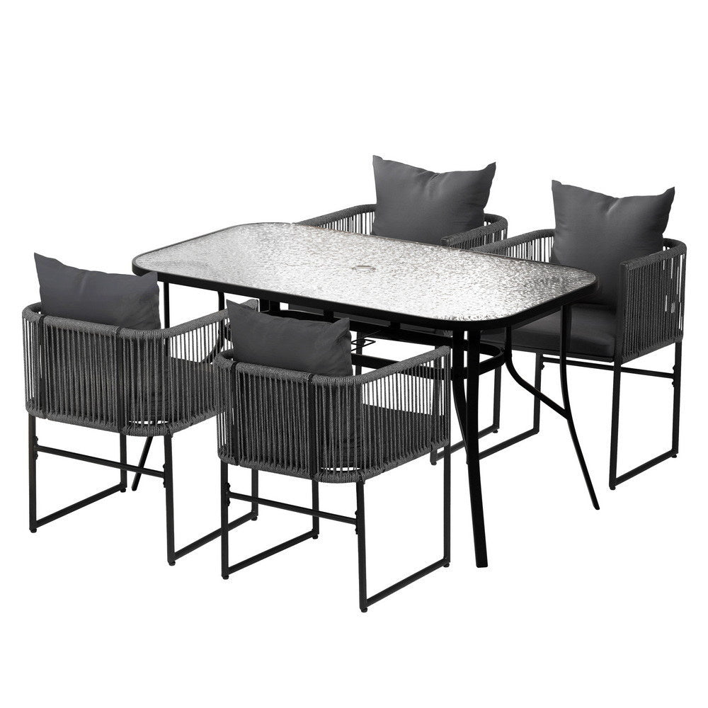 Dining Set: Gardeon 5PC Outdoor Dining Set Table and Chairs Patio Furniture Garden Bistro Set Black