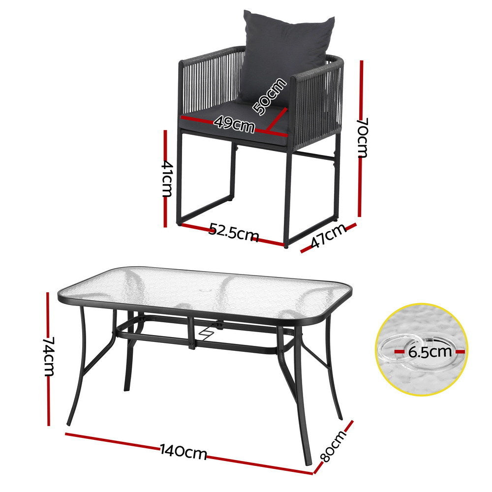 Dining Set: Gardeon 5PC Outdoor Dining Set Table and Chairs Patio Furniture Garden Bistro Set Black