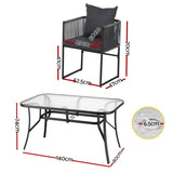 Gardeon 5PC Outdoor Dining Set Table and Chairs Patio Furniture Garden Bistro Set Black