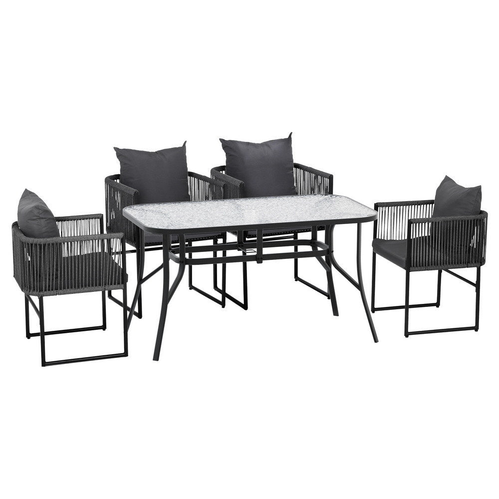 Dining Set: Gardeon 5PC Outdoor Dining Set Table and Chairs Patio Furniture Garden Bistro Set Black