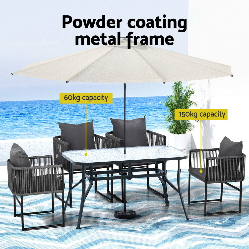 Dining Set: Gardeon 5PC Outdoor Dining Set Table and Chairs Patio Furniture Garden Bistro Set Black