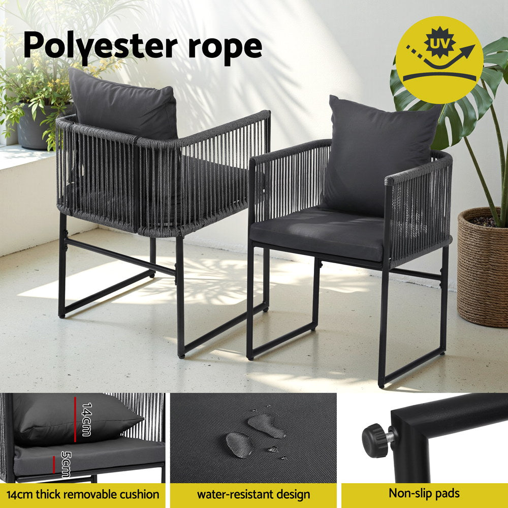 Dining Set: Gardeon 5PC Outdoor Dining Set Table and Chairs Patio Furniture Garden Bistro Set Black