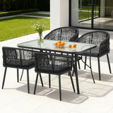 Outdoor Dining Sets: Gardeon 5PC Outdoor Dining Set Table and Chairs Garden Patio Furniture Bistro Set Black