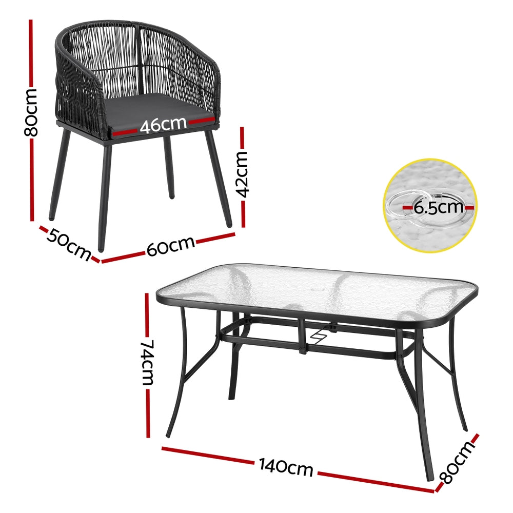 Outdoor Dining Sets: Gardeon 5PC Outdoor Dining Set Table and Chairs Garden Patio Furniture Bistro Set Black