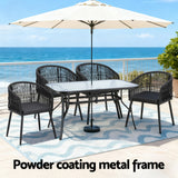 Outdoor Dining Sets: Gardeon 5PC Outdoor Dining Set Table and Chairs Garden Patio Furniture Bistro Set Black