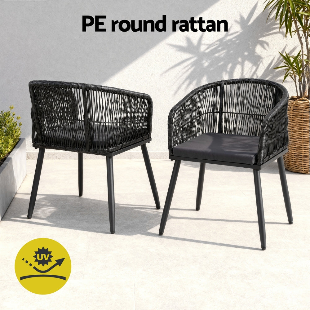 Outdoor Dining Sets: Gardeon 5PC Outdoor Dining Set Table and Chairs Garden Patio Furniture Bistro Set Black