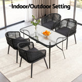 Outdoor Dining Sets: Gardeon 5PC Outdoor Dining Set Table and Chairs Garden Patio Furniture Bistro Set Black