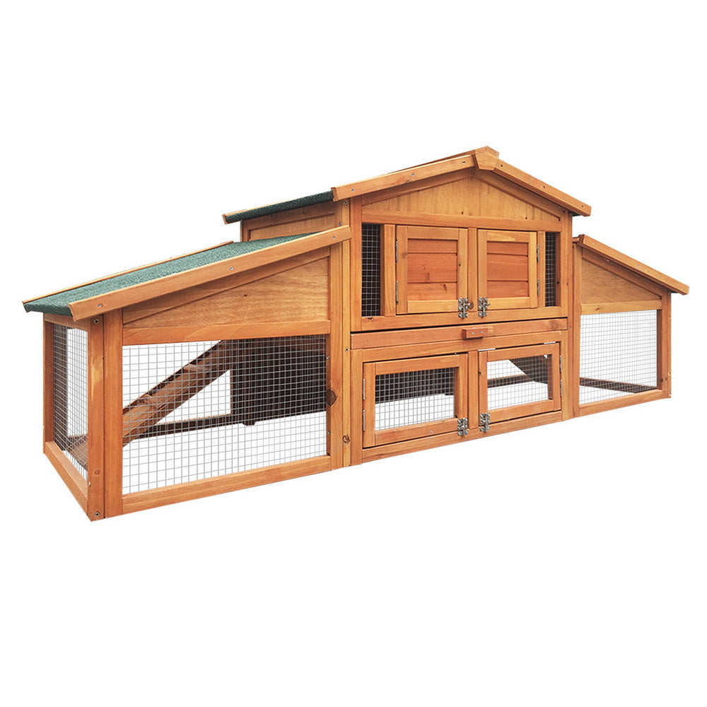 Small Animal Habitats & Cages: i.Pet Chicken Coop Rabbit Hutch 169cm x 52cm x 72cm Large Chicken Coop Wooden House Run Cage