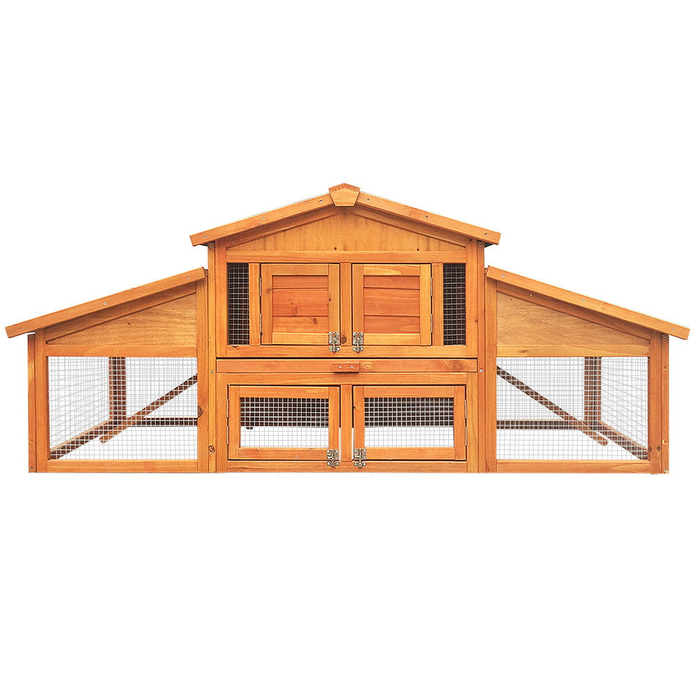 Small Animal Habitats & Cages: i.Pet Chicken Coop Rabbit Hutch 169cm x 52cm x 72cm Large Chicken Coop Wooden House Run Cage
