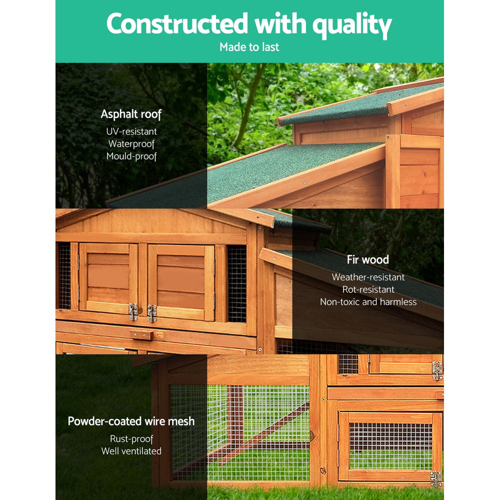 Small Animal Habitats & Cages: i.Pet Chicken Coop Rabbit Hutch 169cm x 52cm x 72cm Large Chicken Coop Wooden House Run Cage