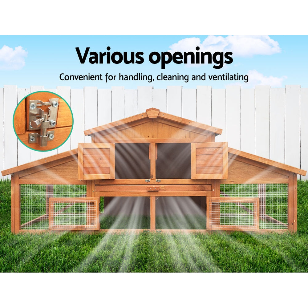Small Animal Habitats & Cages: i.Pet Chicken Coop Rabbit Hutch 169cm x 52cm x 72cm Large Chicken Coop Wooden House Run Cage