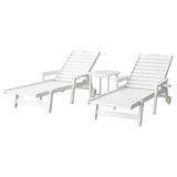 Gardeon Sun Lounge Lounger Beach Chair HDPE Patio Outdoor Furniture with Wheels White