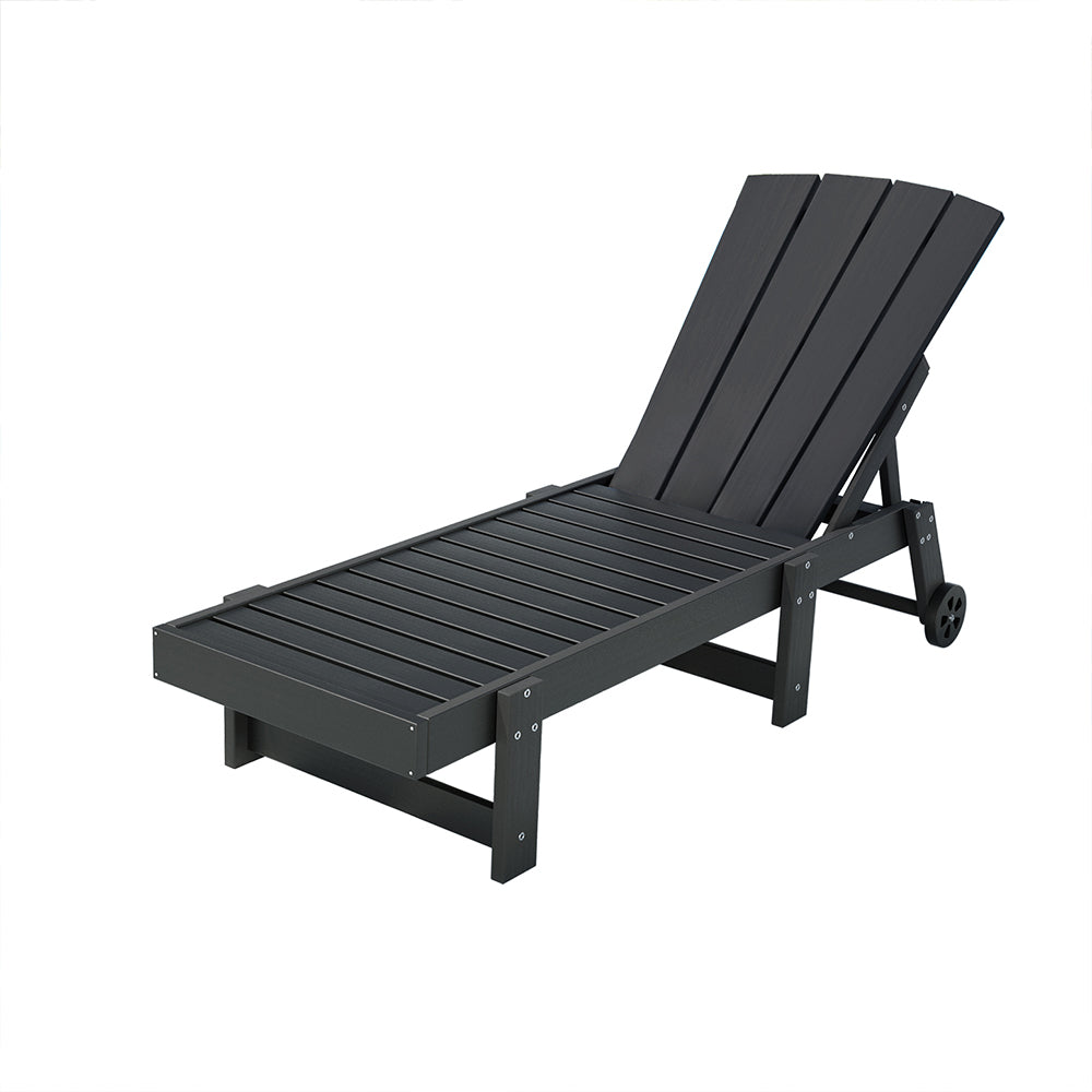 Gardeon Sun Lounge Beach Chair HDPE Adirondack Lounger Patio Outdoor Furniture with Wheels Black