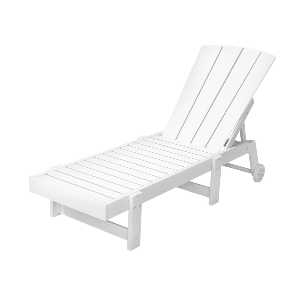 Outdoor Tables: Gardeon Sun Lounge Beach Chair HDPE Adirondack Lounger Patio Outdoor Furniture with Wheels White