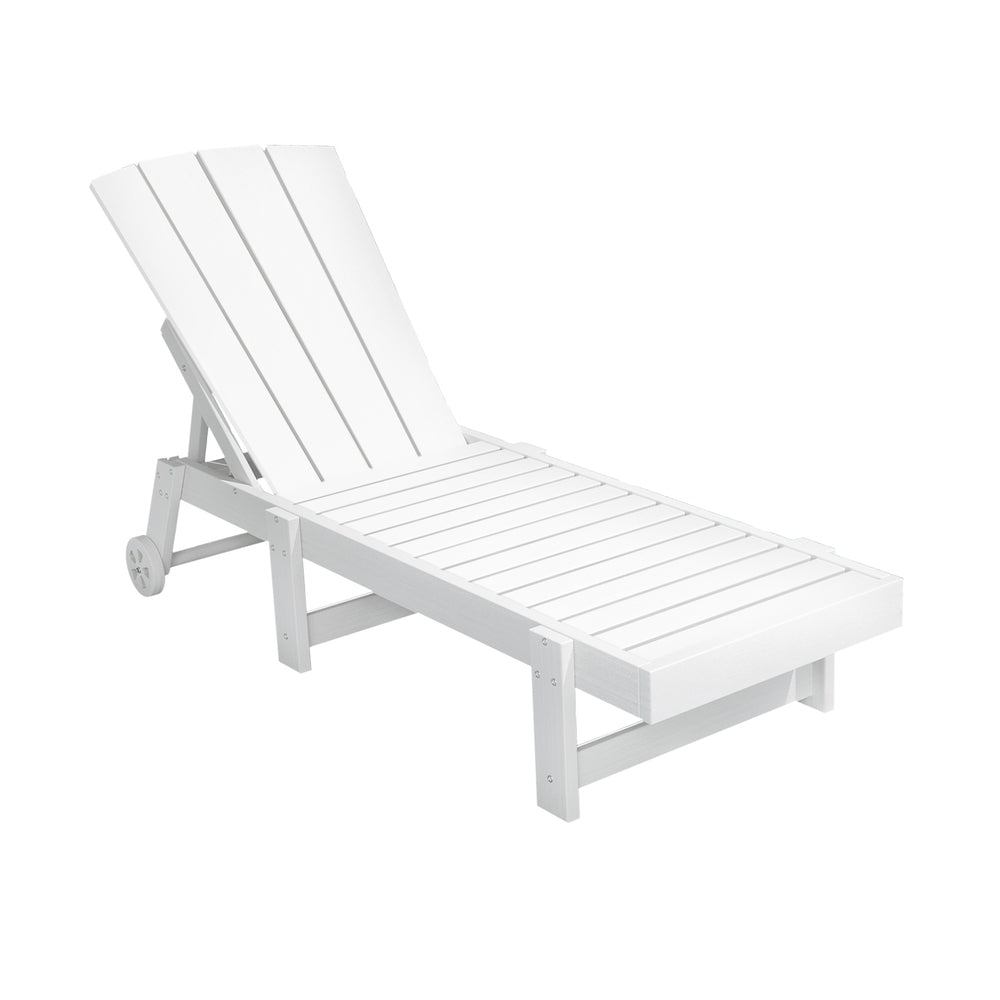 Outdoor Tables: Gardeon Sun Lounge Beach Chair HDPE Adirondack Lounger Patio Outdoor Furniture with Wheels White