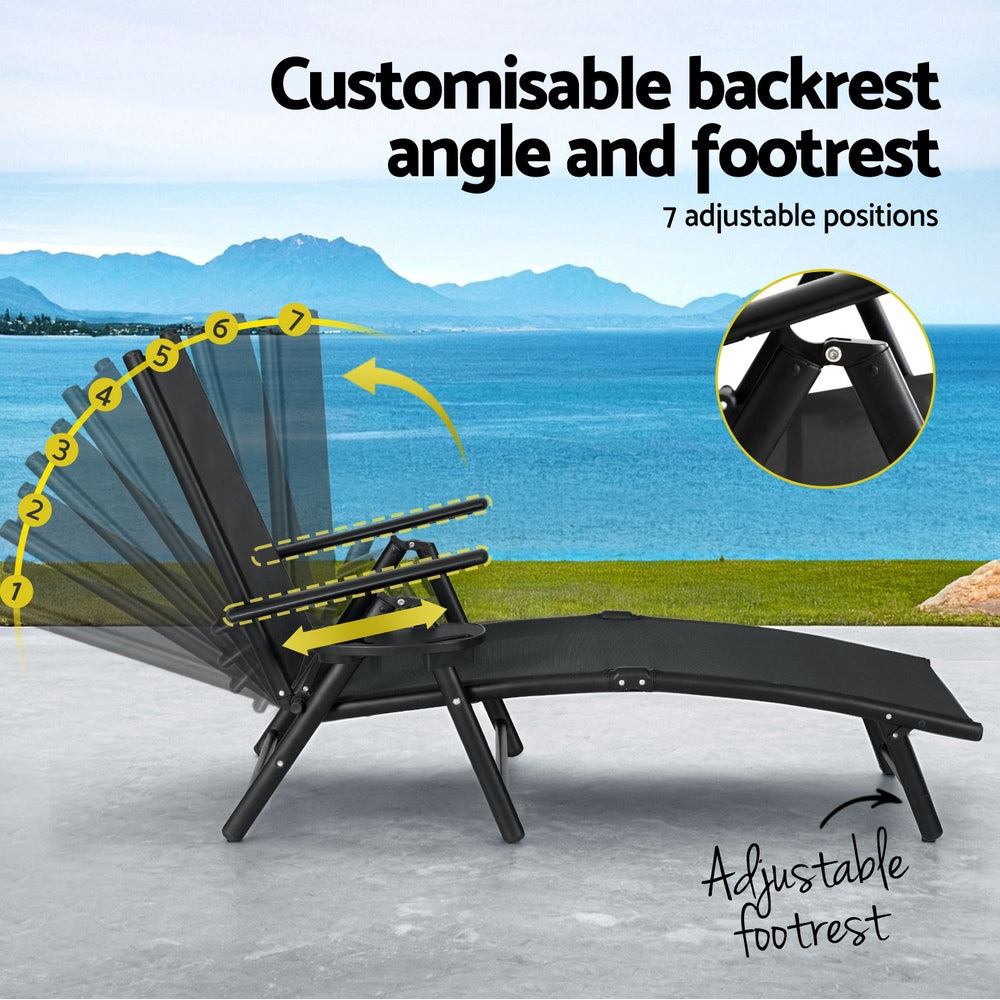 Outdoor Sofas & Lounge Sets: Gardeon Sun Lounge Outdoor Lounger Aluminium Folding Beach Chair Camping Patio