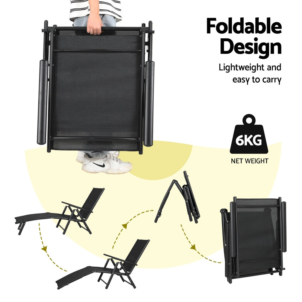 Outdoor Sofas & Lounge Sets: Gardeon Sun Lounge Outdoor Lounger Aluminium Folding Beach Chair Camping Patio