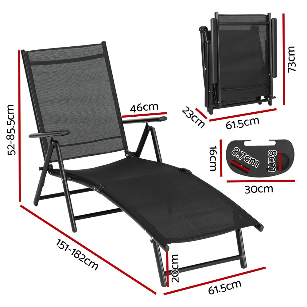 Outdoor Sofas & Lounge Sets: Gardeon Sun Lounge Outdoor Lounger Aluminium Folding Beach Chair Camping Patio