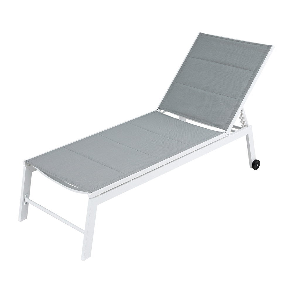 Outdoor Sofas & Lounge Sets: Gardeon Sun Lounger Chaise Lounge Wheels Patio Furniture Outdoor Setting White