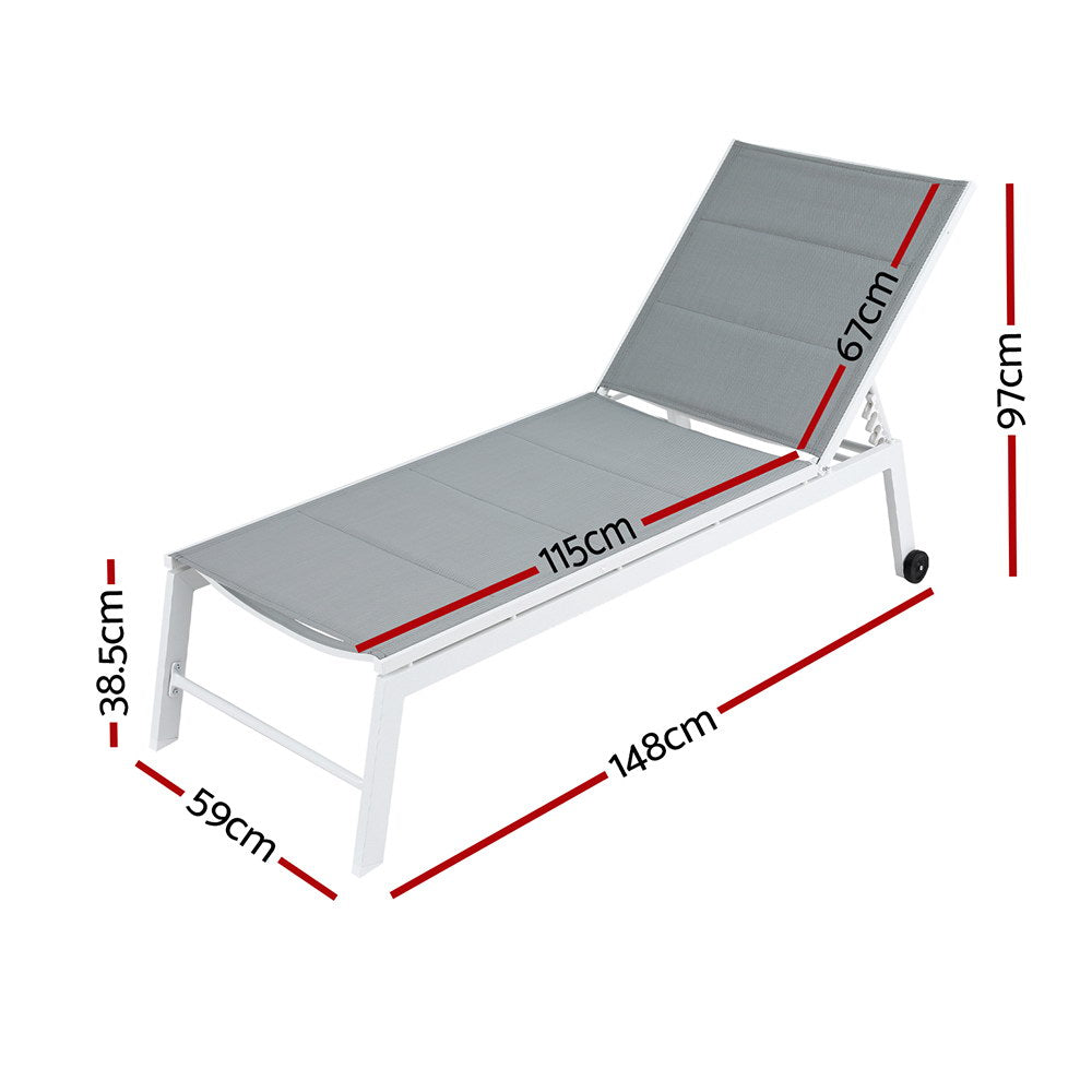 Outdoor Sofas & Lounge Sets: Gardeon Sun Lounger Chaise Lounge Wheels Patio Furniture Outdoor Setting White