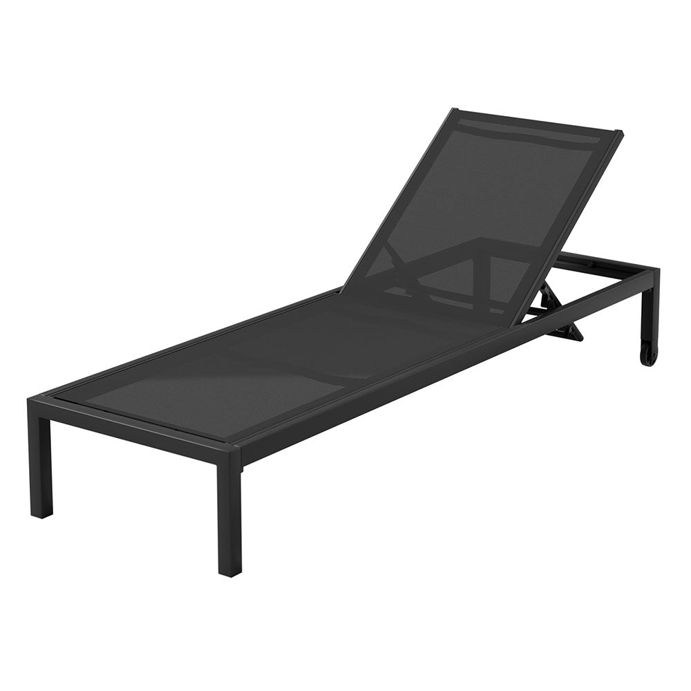 Outdoor Sofas & Lounge Sets: Gardeon Sun Lounge Outdoor Lounger Aluminium Folding Beach Chair Wheels Black