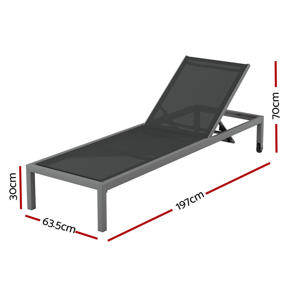 Outdoor Sofas & Lounge Sets: Gardeon Sun Lounge Outdoor Lounger Aluminium Folding Beach Chair Wheels Patio