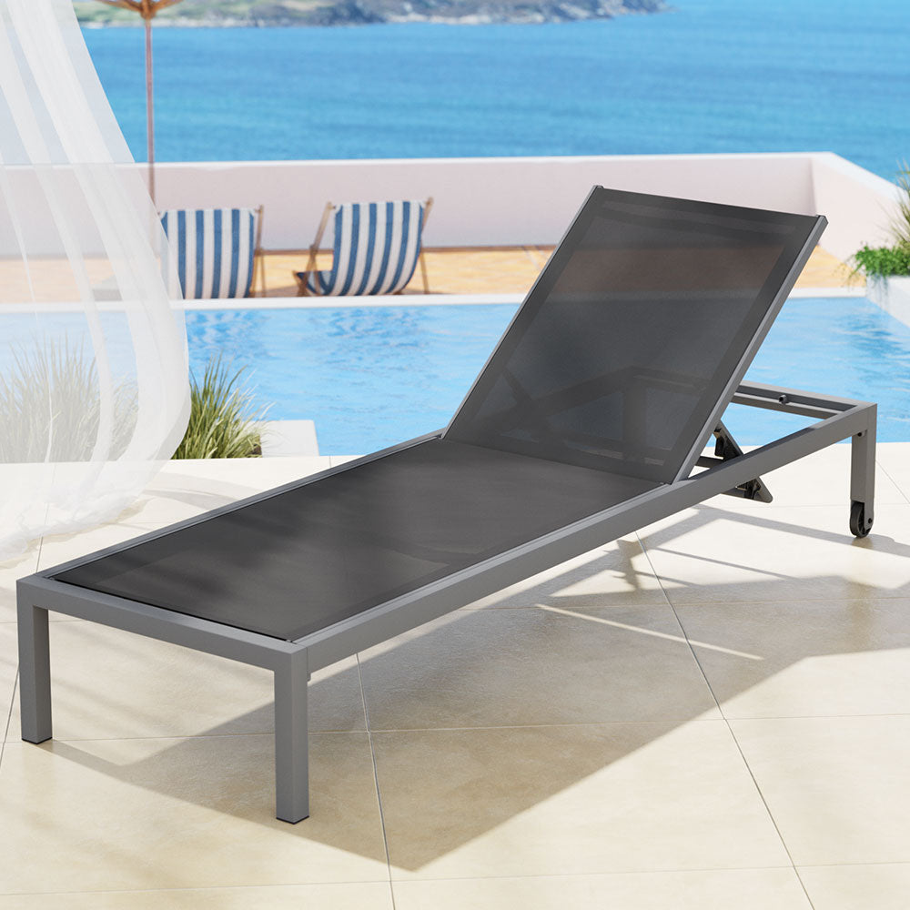 Outdoor Sofas & Lounge Sets: Gardeon Sun Lounge Outdoor Lounger Aluminium Folding Beach Chair Wheels Patio