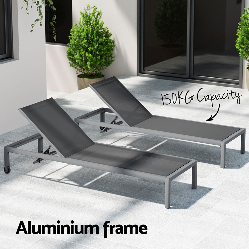 Outdoor Sofas & Lounge Sets: Gardeon Sun Lounge Outdoor Lounger Aluminium Folding Beach Chair Wheels Patio
