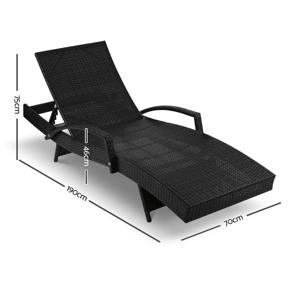Arm Chairs & Recliners: Gardeon Sun Lounge Wicker Lounger Outdoor Furniture Beach Chair Patio Adjustable Cushion Black