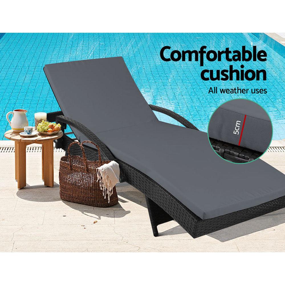 Arm Chairs & Recliners: Gardeon Sun Lounge Wicker Lounger Outdoor Furniture Beach Chair Patio Adjustable Cushion Black