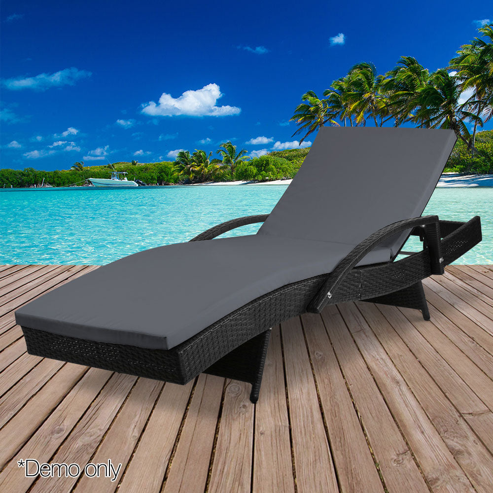 Arm Chairs & Recliners: Gardeon Sun Lounge Wicker Lounger Outdoor Furniture Beach Chair Patio Adjustable Cushion Black