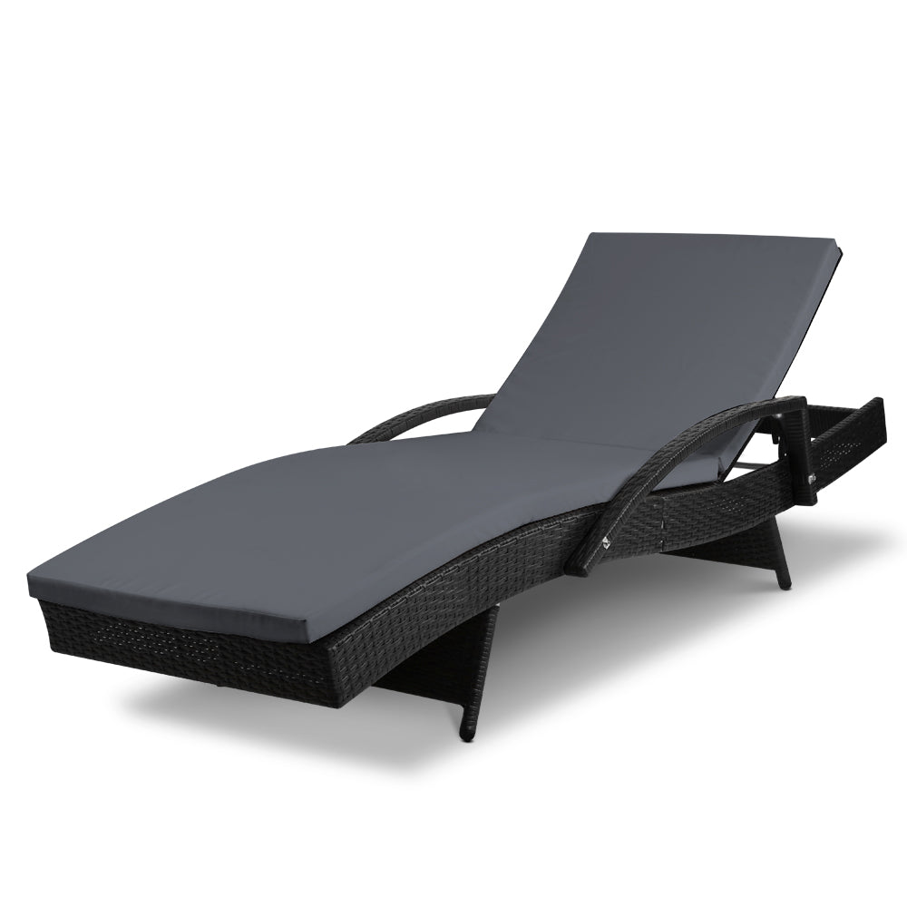 Arm Chairs & Recliners: Gardeon Sun Lounge Wicker Lounger Outdoor Furniture Beach Chair Patio Adjustable Cushion Black