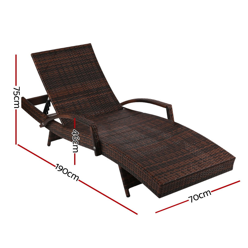 Outdoor Chairs: Gardeon Sun Lounge Wicker Lounger Outdoor Furniture Beach Chair Patio Adjustable Cushion Brown
