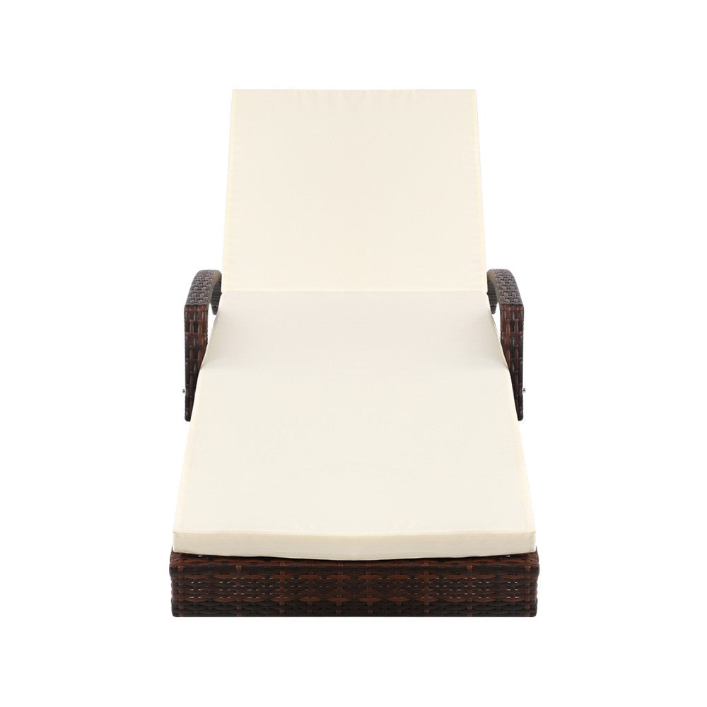 Outdoor Chairs: Gardeon Sun Lounge Wicker Lounger Outdoor Furniture Beach Chair Patio Adjustable Cushion Brown