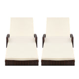 Outdoor Chairs: Gardeon 2PC Sun Lounge Wicker Lounger Outdoor Furniture Beach Chair Patio Adjustable Cushion Brown