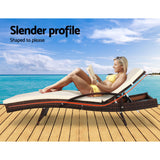 Outdoor Chairs: Gardeon 2PC Sun Lounge Wicker Lounger Outdoor Furniture Beach Chair Patio Adjustable Cushion Brown