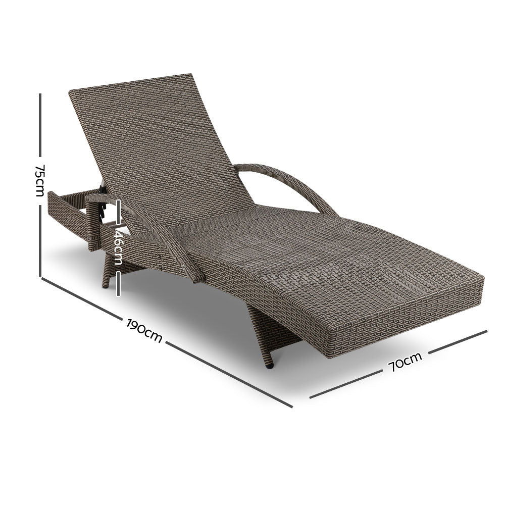 Arm Chairs & Recliners: Gardeon Sun Lounge Wicker Lounger Outdoor Furniture Beach Chair Patio Adjustable Cushion Grey&Beige