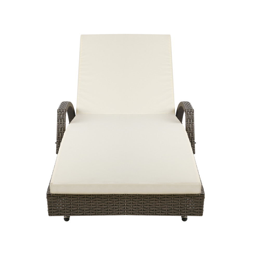 Arm Chairs & Recliners: Gardeon Sun Lounge Wicker Lounger Outdoor Furniture Beach Chair Patio Adjustable Cushion Grey&Beige