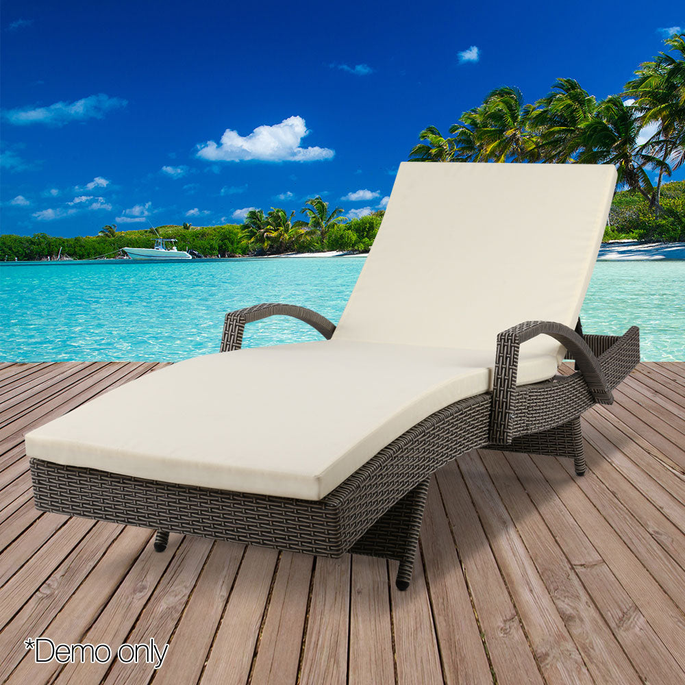 Arm Chairs & Recliners: Gardeon Sun Lounge Wicker Lounger Outdoor Furniture Beach Chair Patio Adjustable Cushion Grey&Beige