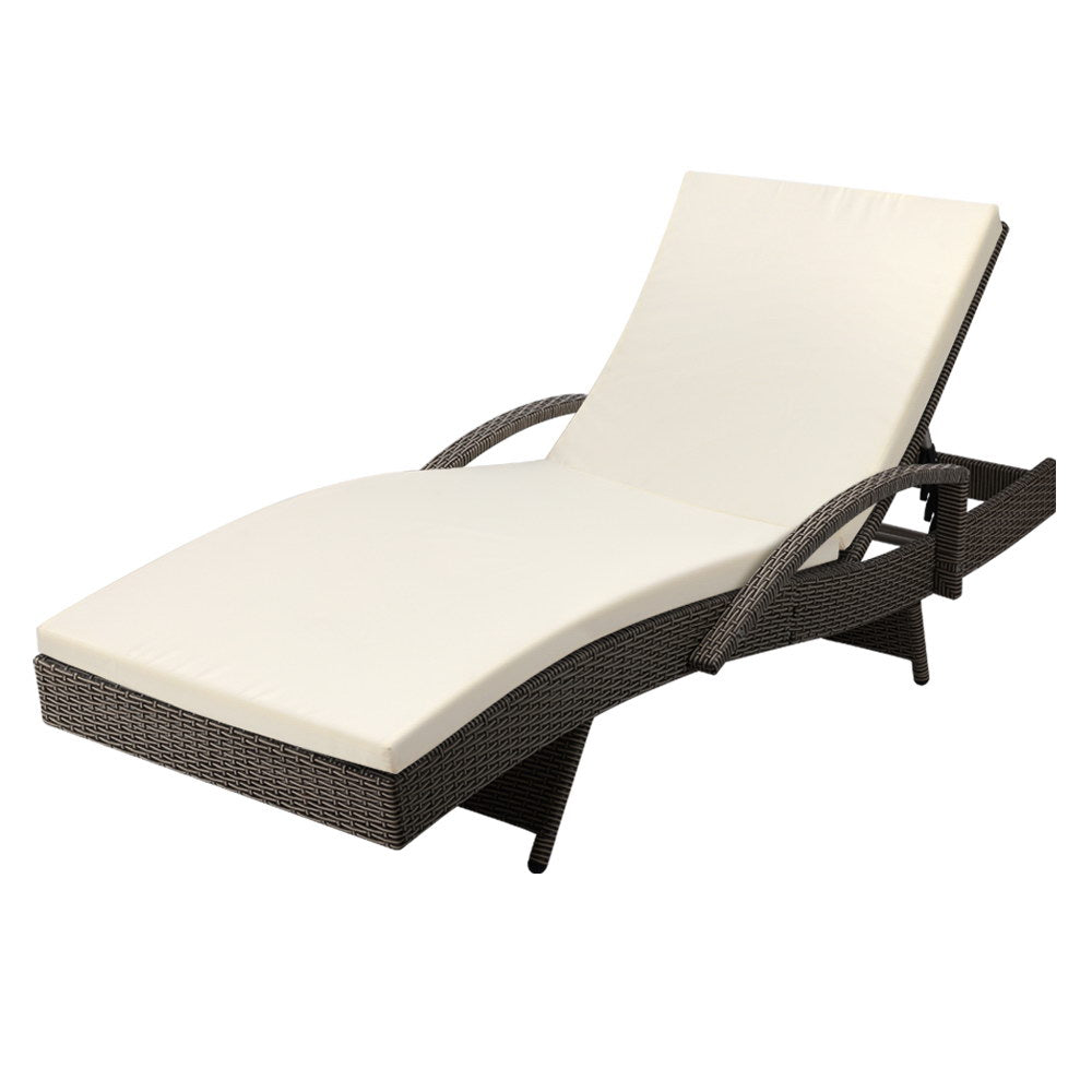Arm Chairs & Recliners: Gardeon Sun Lounge Wicker Lounger Outdoor Furniture Beach Chair Patio Adjustable Cushion Grey&Beige